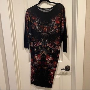 Alexander McQueen Black Floral Dress, Size Medium